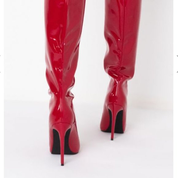 AZALEA WANG PROVE ME WRONG STILETTO BOOT IN RED - Picture 3 of 3